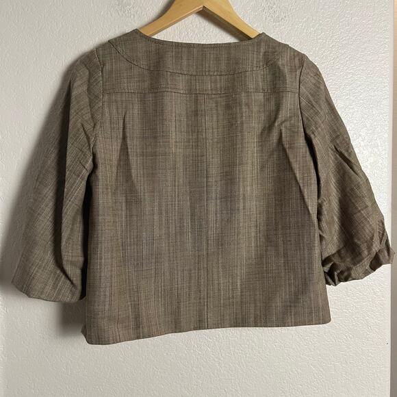 Banana Republic Brown Wool Blend 3/4 Sleeve Cropped Two Button Jacket Size 0 - Picture 9 of 10